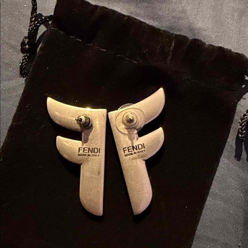 Fendi Silver Crystal Earrings - Picture 3 of 4